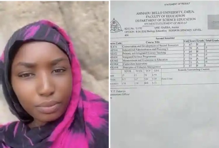 Ahmadu Bello University Celebrates Amina Garba for Achieving First-Class Honours in Science Education
