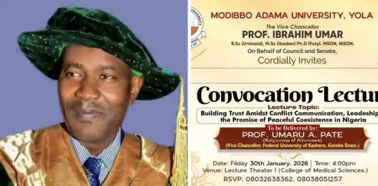 Prof. Umaru Pate to Deliver Modibbo Adama University Convocation Lecture on Leadership and Peace