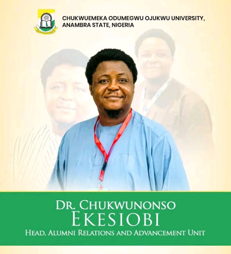 COOU Appoints Dr. Chukwunonso Ekesiobi as Head of Alumni Relations and Advancement Unit