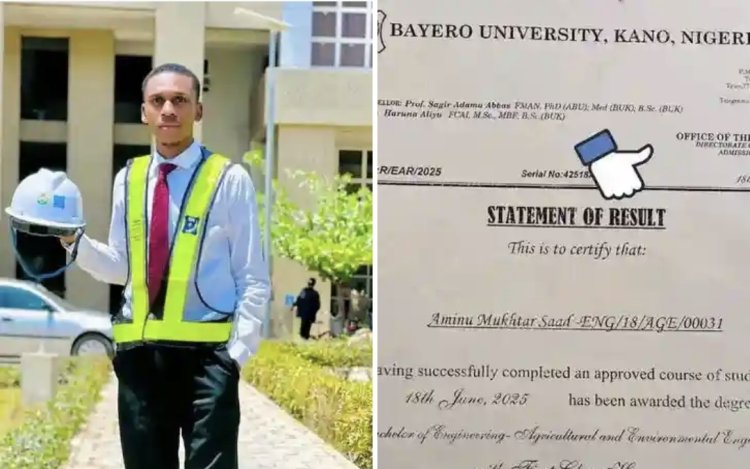 Aminu Mukhtar Saad Bags First-Class Honours in Engineering at BUK