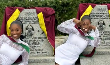 UNILAG Graduate Honours Late Father at Graveside Following Convocation