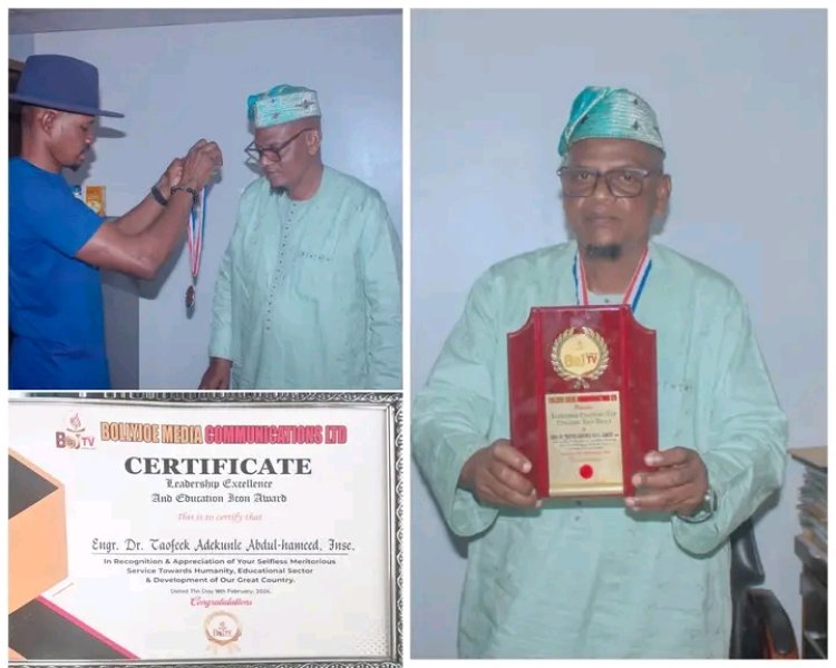 FEDPA Rector, Engr. Dr. Taofeek Adekunle Abdul-Hameed, Wins Leadership Excellence Award