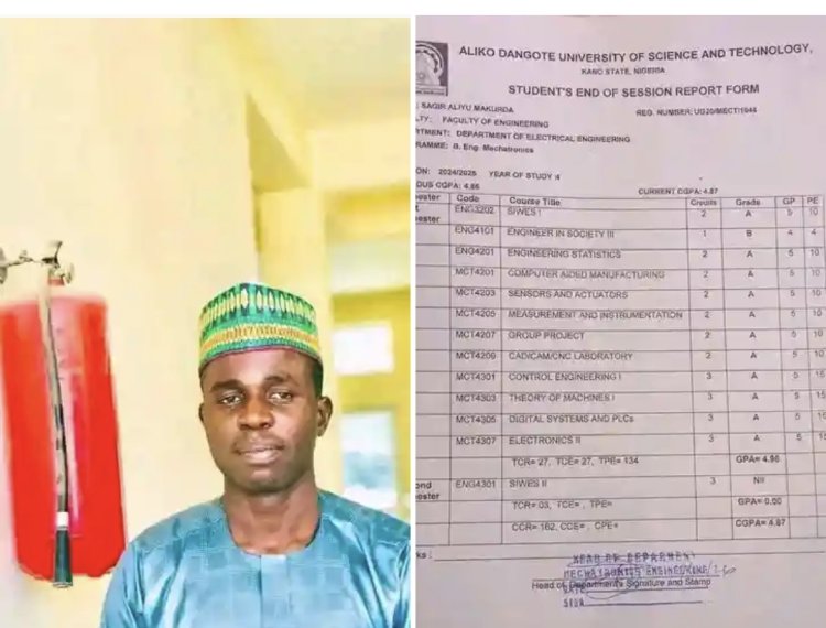 Mechatronics Engineering Prodigy: Sagír Aliyu Makurda Maintains First Class Excellence at ADUSTECH