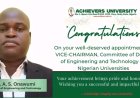Achievers University Engineering Dean, Prof. A.S. Onawumi, Appointed Vice-Chairman of National Committee of Engineering Deans