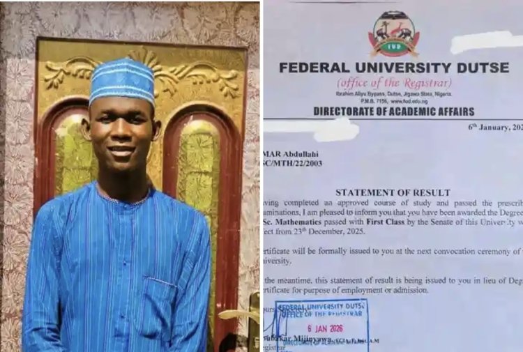 Mathematics Prodigy Umar Abdullahi Emerges Best Graduating Student at Federal University Dutse