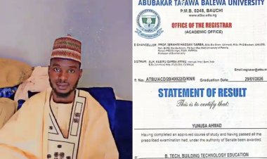 Ahmad Yunusa Graduates with First Class in Building Technology at ATBU