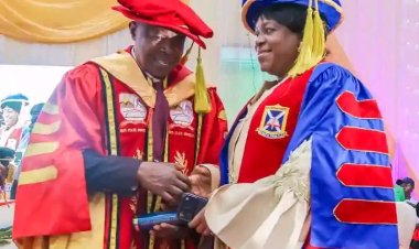 ACU Vice-Chancellor Celebrates Registrar, Dr. Bode Olofinmuagun, on Completion of Ph.D. at EKSU