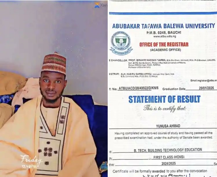 Ahmad Yunusa Graduates with First Class in Building Technology at ATBU