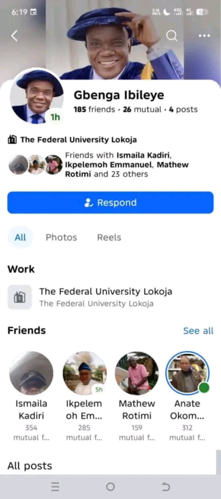 Federal University Lokoja Issues Fraud Alert Over Fake Vice Chancellor Facebook Account