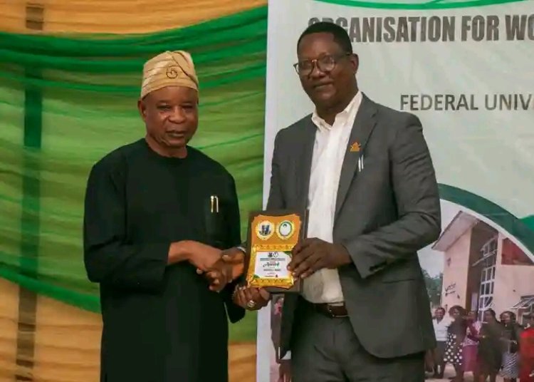 Professor Francis Igbasan Honoured with Outstanding Leadership Award by OWSD-FUTA