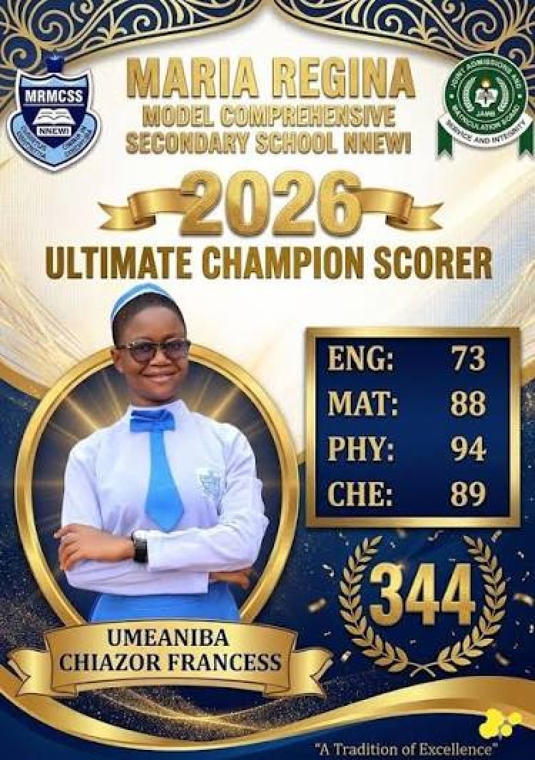Soludo Rewards Maria Regina Student Chiazo Umeaniba with Full Scholarship After 344 UTME Score