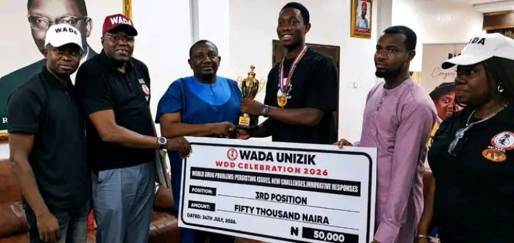 UNIZIK VC Receives WADA Honour as Drug-Free Campaign Produces Outstanding Student Champions