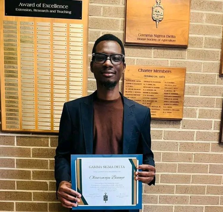 FUNAAB Graduate Wins Prestigious Gamma Sigma Delta Scholarship in United States