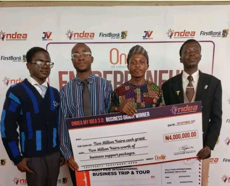 FUTA Medical Student Wins ₦4 Million Ondo State Grant, International Business Tour